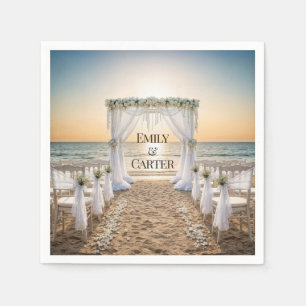 Sunset Beach Wedding With Floral Arch Napkin