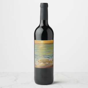 Sunset beach weddings napkins wine label