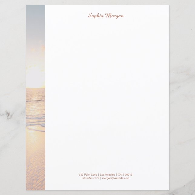 Sunset Beach with Gentle Waves, Name/Info, Vs 3 (Front)