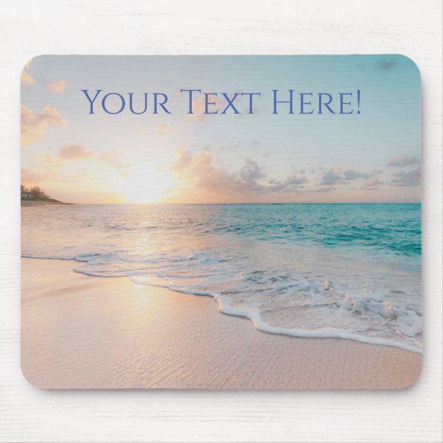 Sunset Beach With Gentle Waves, Your Message/Name Mouse Mat (Front)