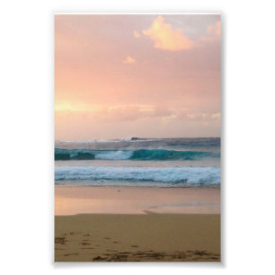 Sunset Beach with ocean Photo Print