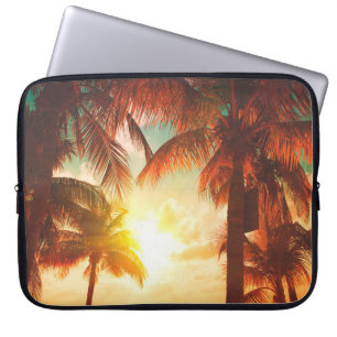 Sunset beach with palm trees and beautiful sky lan laptop sleeve
