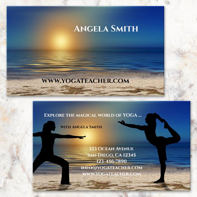 Sunset Beach Yoga Teacher Business Card (Creator Uploaded)