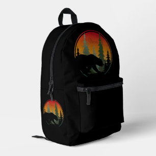 Sunset Bear Nature Forest Animal Printed Backpack