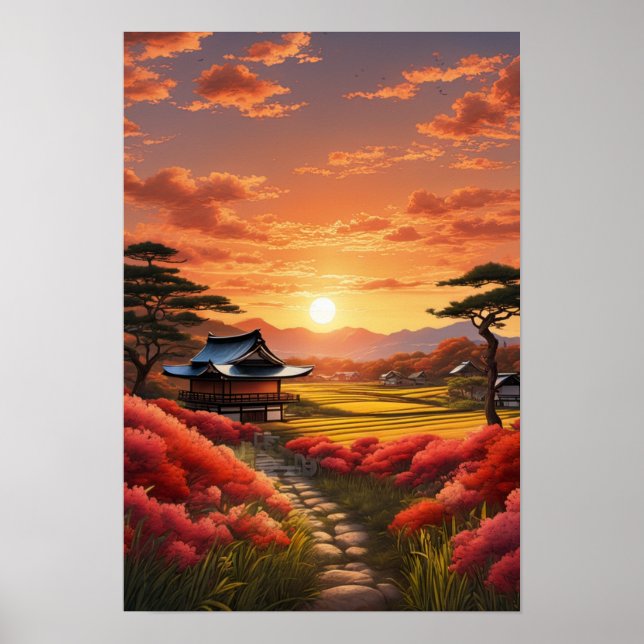 Sunset Beauty in the Japanese Countryside Poster (Front)