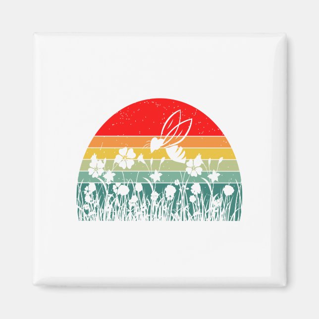 Sunset Bee-sunset-bee-flower-mountain Magnet (Front)