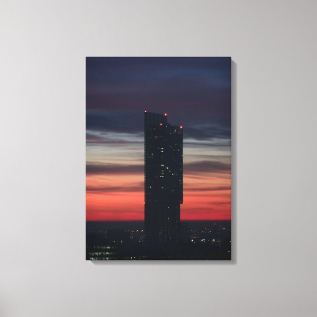 Sunset behind Beetham Tower, Manchester Canvas Print (Front)