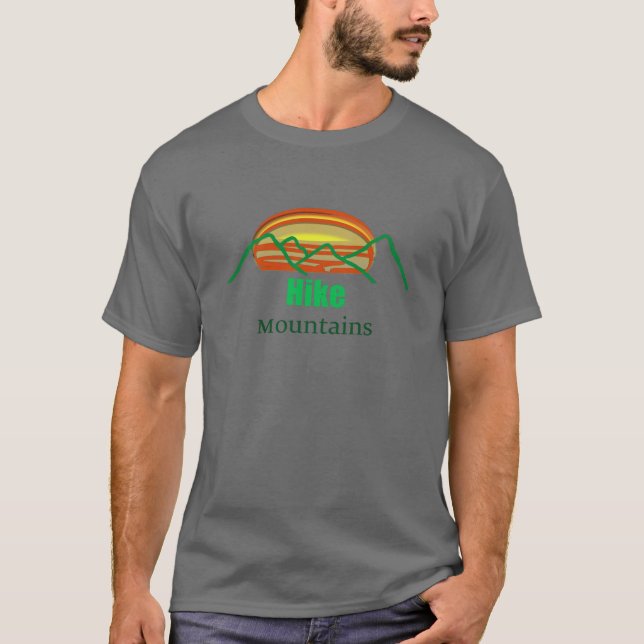 Sunset Behind Hiking Mountains Silhouette T-Shirt (Front)