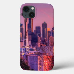 Sunset behind Seattle skyline from Kerry Park. iPhone 13 Case
