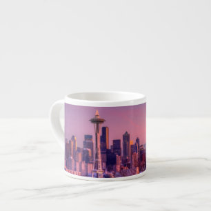Sunset behind Seattle skyline from Kerry Park. Espresso Cup