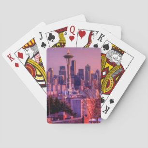 Sunset behind Seattle skyline from Kerry Park. Playing Cards