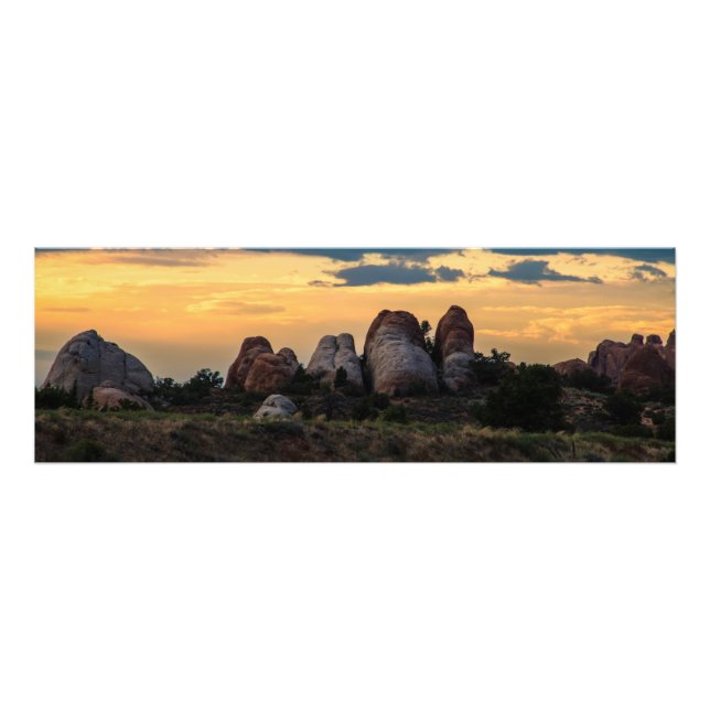 Sunset behind "The Fins" in Arches National Park Photo Print (Front)