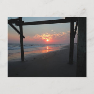 Sunset Beneath The Pier - Oak Island, NC Postcard