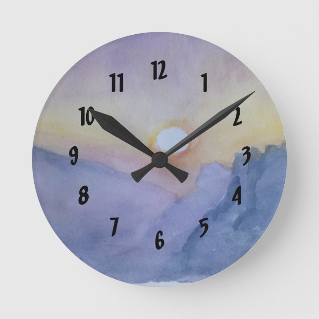  Sunset between mountains Acrylic Wall Clock (Front)
