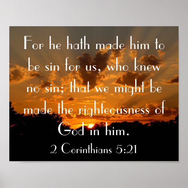 sunset bible verse 2 Corinthians 5:21 Poster (Front)