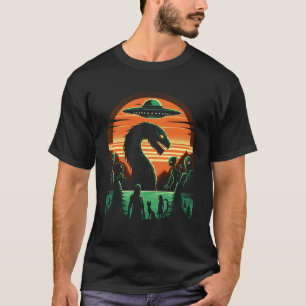 Sunset Bigfoot Loch Ness Monster Mothman And Alien T-Shirt
