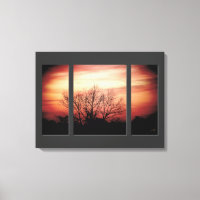 Sunset Birch Triptych Wrapped Canvas Print