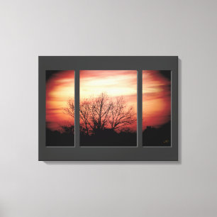 Sunset Birch Triptych Wrapped Canvas Print