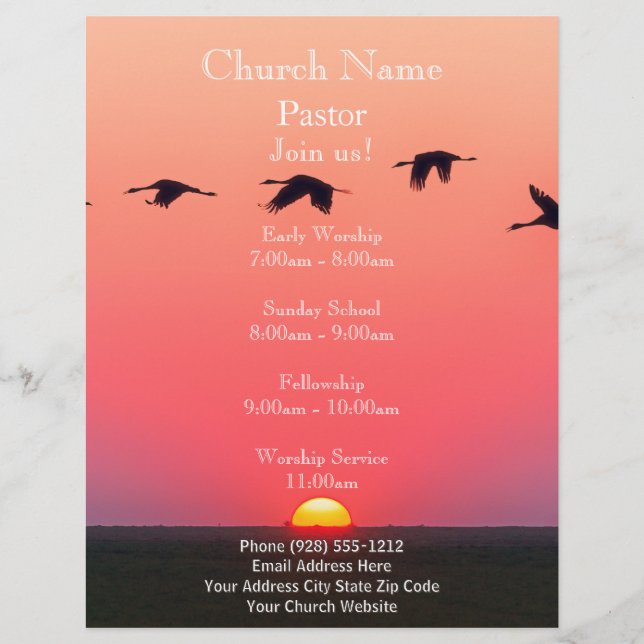 Sunset Birds Church Flyer, Join Us Services Flyer