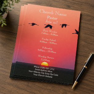 Sunset Birds Church Flyer, Join Us Services Flyer
