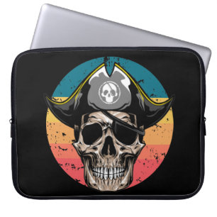 Sunset Black Jolly Roger Skull Laptop Sleeve