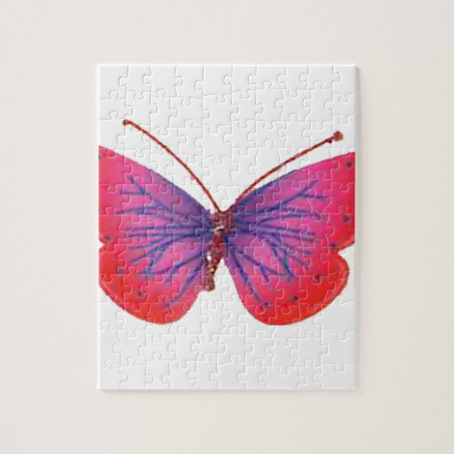"Sunset Bloom" Red and Purple Butterfly Art Print Jigsaw Puzzle (Vertical)