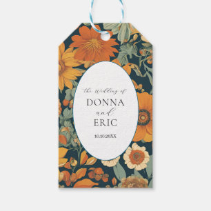 Sunset Blooms: Vintage 70's Orange Floral Wedding Gift Tags