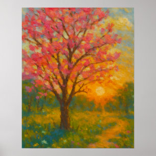 Sunset Blossom Path – Impressionist Garden Poster