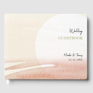Sunset Blush Coral Pink Watercolor Abstract Guest Book