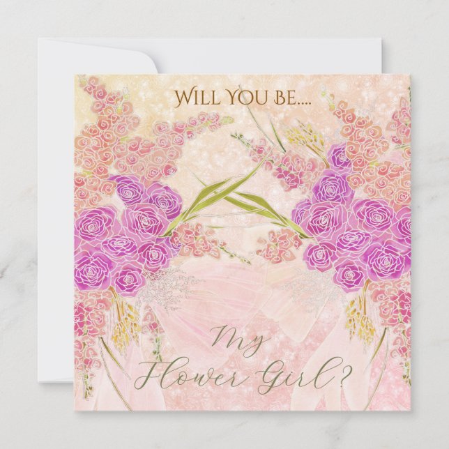 Sunset Blush sheer Bow Bright Rose-Flower Girl (Front)