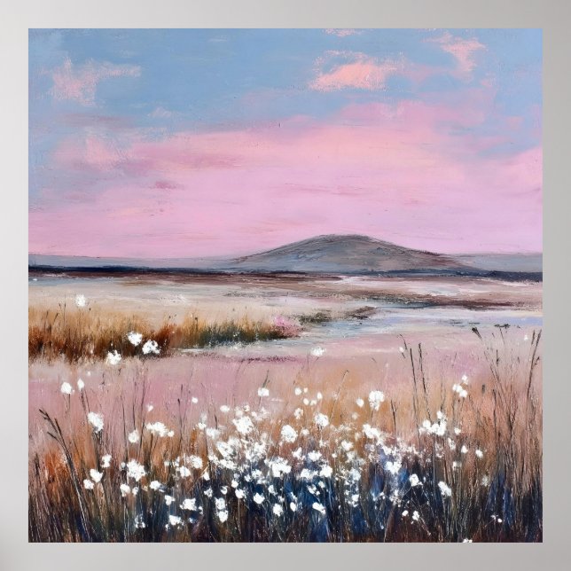 Sunset Blush – Soft Pastel Landscape Painting Poster (Front)