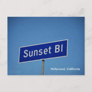 Sunset Blvd, Hollywood, California Postcard