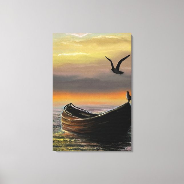 Sunset Boat Canvas Print Calmness (Front)