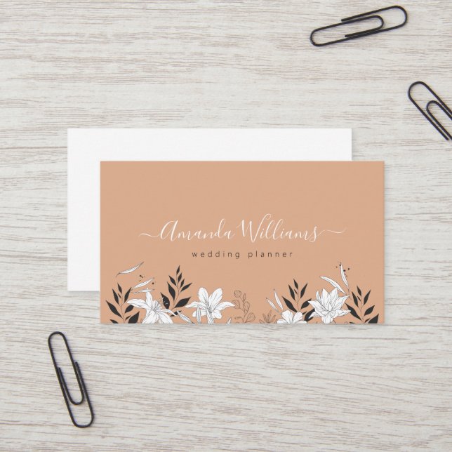 Sunset Boho Floral Design Business Card (Front/Back In Situ)