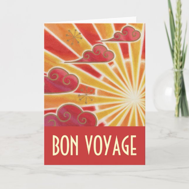 Sunset 'Bon Voyage' card red (Front)