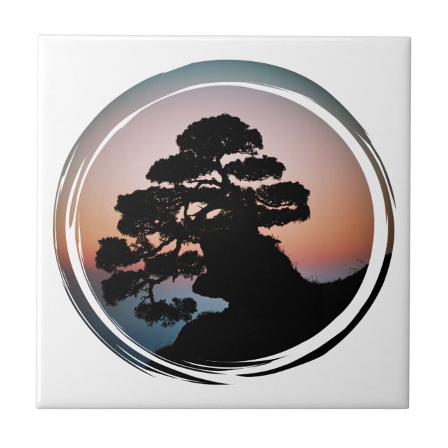 Sunset Bonsai Tree Tile (Front)