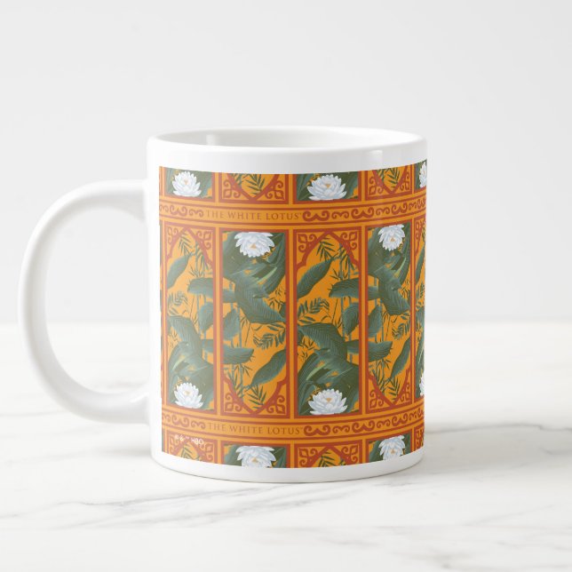 Sunset Botanical Panel Pattern - The White Lotus Large Coffee Mug (Left)