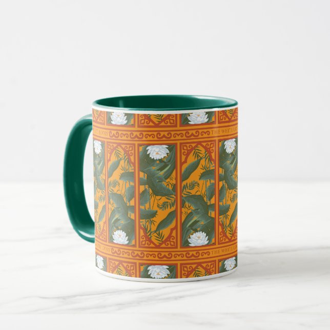 Sunset Botanical Panel Pattern - The White Lotus Mug (Front Left)