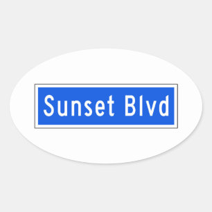 Sunset Boulevard, Los Angeles, CA Street Sign Oval Sticker