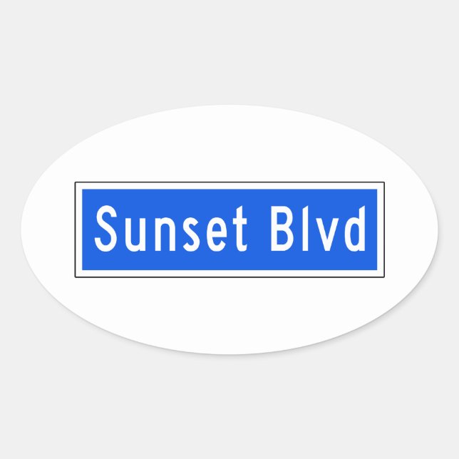 Sunset Boulevard, Los Angeles, CA Street Sign Oval Sticker (Front)