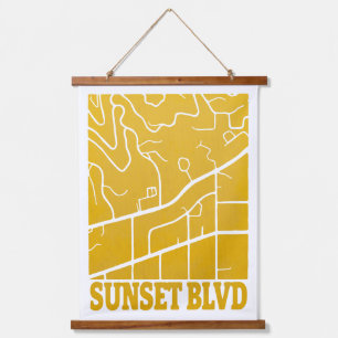 Sunset Boulevard - Minimalist Los Angeles Map Hanging Tapestry