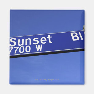 Sunset Boulevard sign against a blue sky Magnet