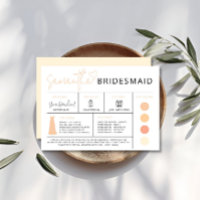 Sunset Bridesmaid Info Card, Bridal Party Guide 