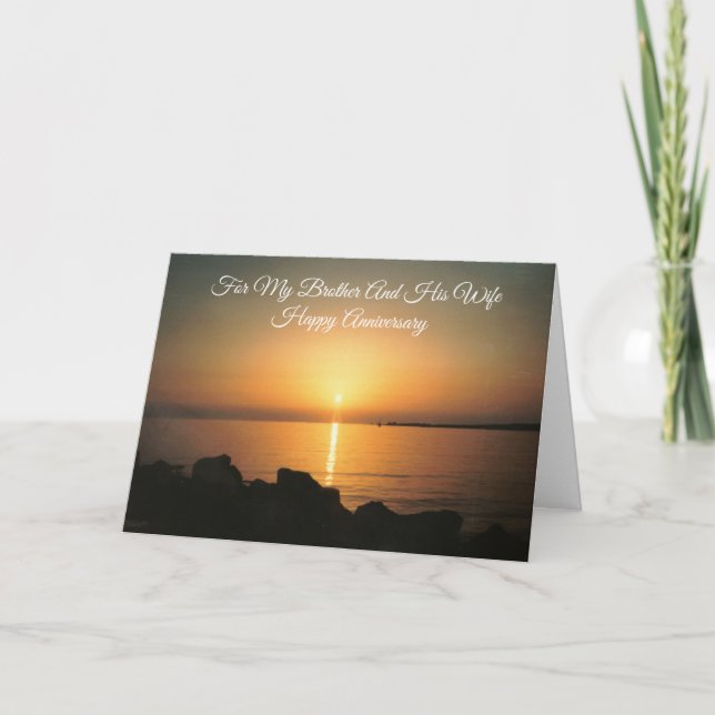 Sunset Brother And Wife Personalised Anniversary Card (Front)
