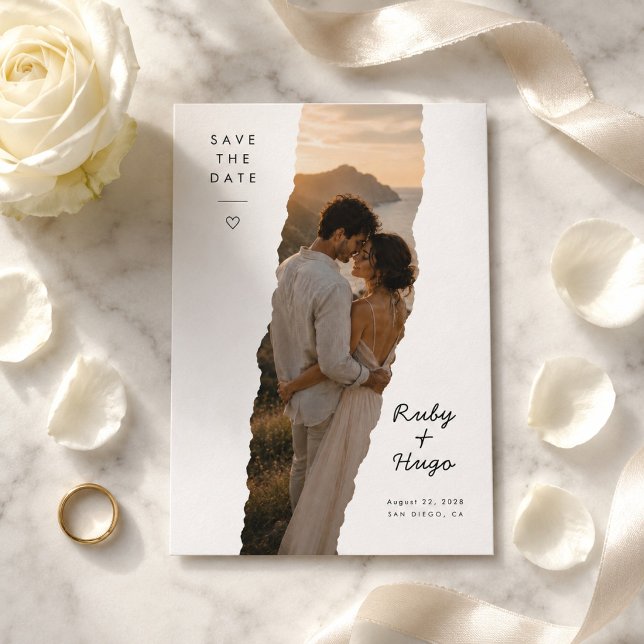 Sunset Brush Silhouette Wedding Save The Date Card (Creator Uploaded)