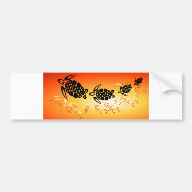 Sunset-Bubble-Turtle Bumper Sticker (Front)