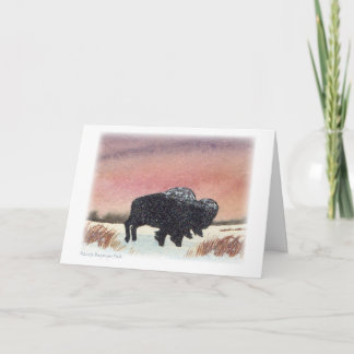 Sunset Buffalo Watercolor Painting Card