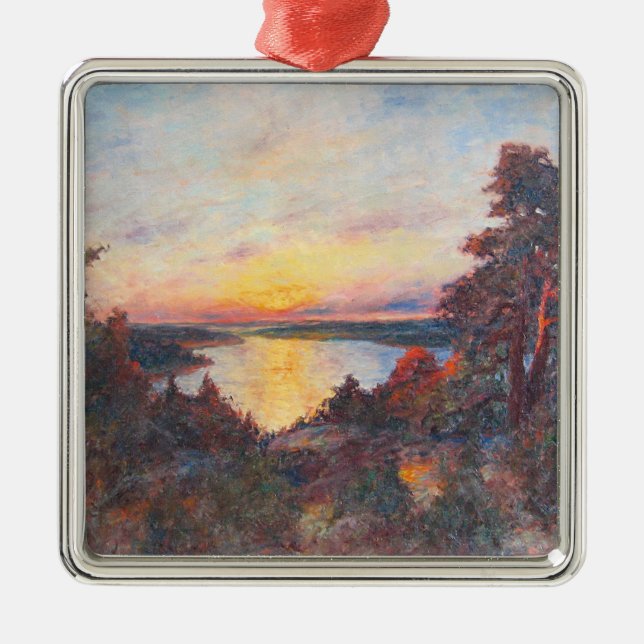 Sunset by the Coast (by Kimon Loghi) Metal Tree Decoration (Front)