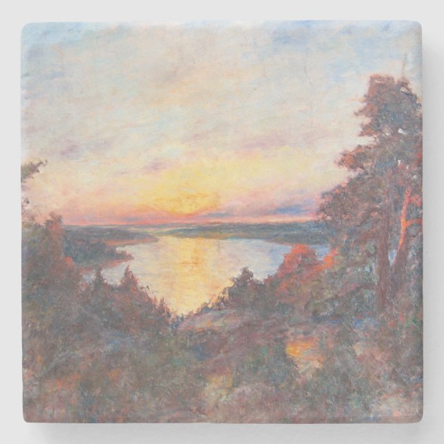 Sunset by the Coast (by Kimon Loghi) Stone Coaster (Front)