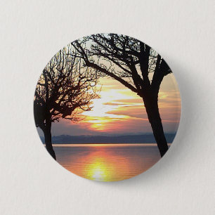 sunset by the lake 6 cm round badge